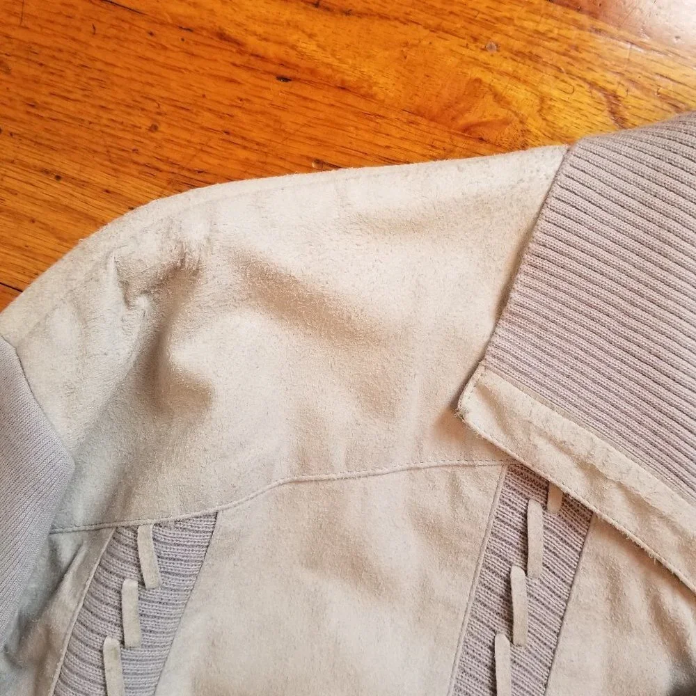 LeRoy Vintage Light Gray Wool/Suede-like Sweater